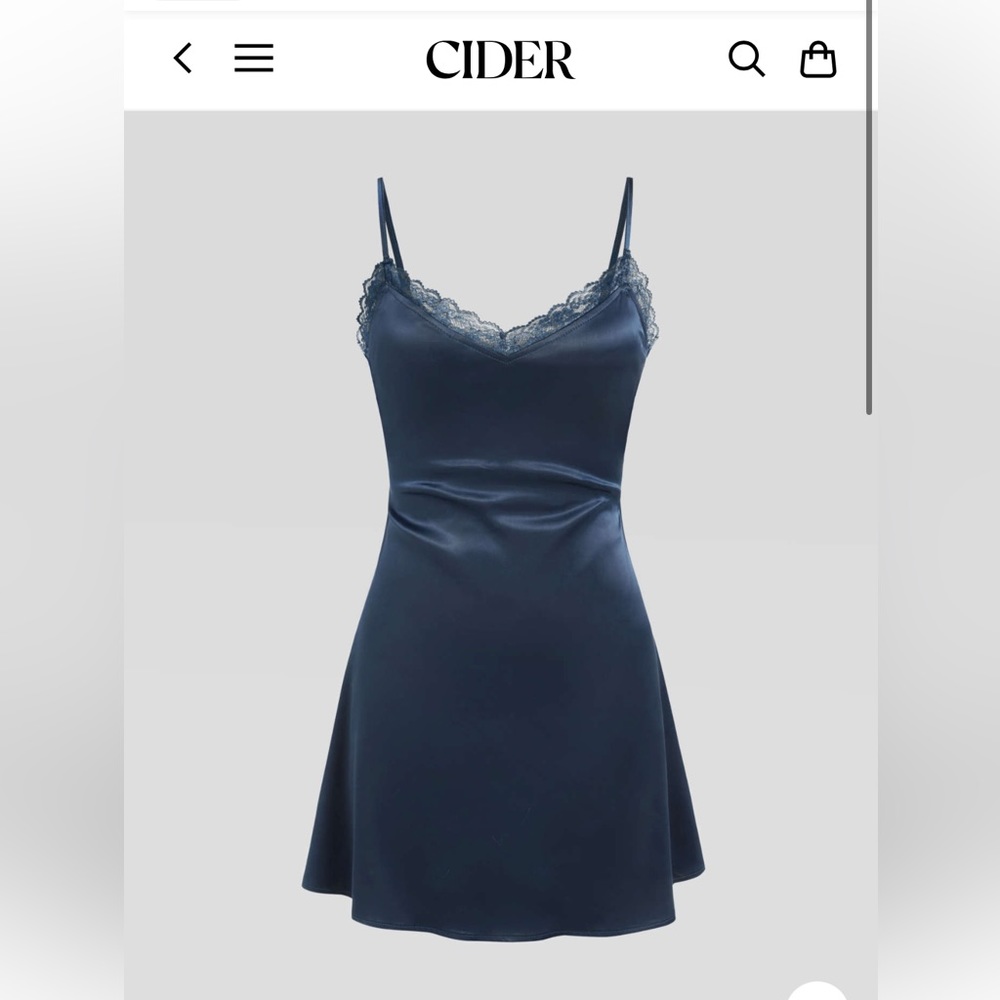 NEW Cider navy blue LACE TRIM V-NECK TIE BACK MINI DRESS